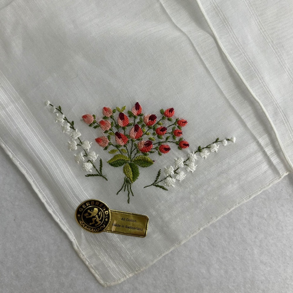 Vintage Cottagecore Swiss Cotton Handkerchiefs Gerbrend Treasure Masters 4pc - Picture 2 of 10